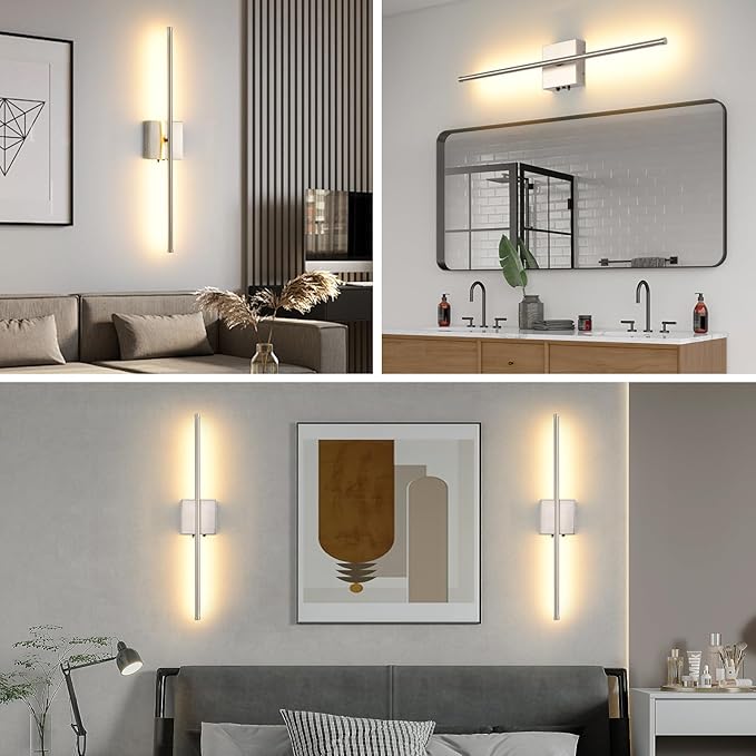 Wireless Battery Operated Wall Sconces, 11000mAh Rechargeable Brushed Nickel Wall Light with Remote Control, 350°Rotate Dimmable Wall Lamp, 3 Color Temperatures, for Bedroom Living Room Hallway, 1 PCS