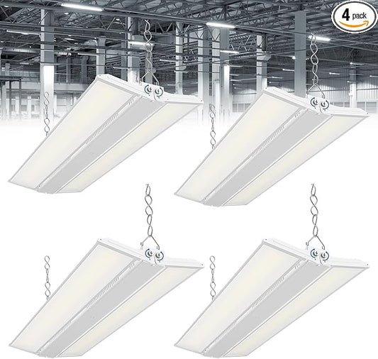 CINOTON 3FT 300W/250W/200W LED Linear High Bay Light, 100-277V Linear Shop Light Commercial, 5000K High Bay LED Shop Lights for Warehouse, Garage Factory, UL Listed 4 Pack