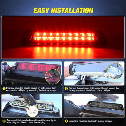 Nilight Third Brake Light Tail High Mount 3rd Stop Lights Smoked Lens Compatible with Ridgeline 2006 2005 2006 2007 2008 2009 2010 2011 2012 2013 2014 Truck Rear Center Cab Lamp