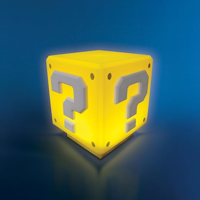Super Mario Mini Question Block Light - Officially Licensed Super Mario Bros. Merchandise, Bedroom or Game Room Decor, Retro Gamer Gift, Battery Powered | Paladone