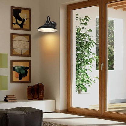 LED Outdoor Barn Lights, 12 Inch Farmhouse Exterior Wall Light Fixtures with Adjustable Color Temperature, Black Porch Lights Outside for House, Outdoor & Indoor, White Interior, 1 Pack