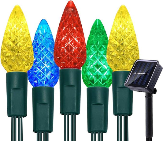 ITICdecor Solar C6 Strawberry String Lights Outdoor, 33ft 100 LED Waterproof Outdoor Solar Christmas String Lights 8 Modes for Christmas Tree, Holiday,Garden, Arbor Decor(Multicolor)