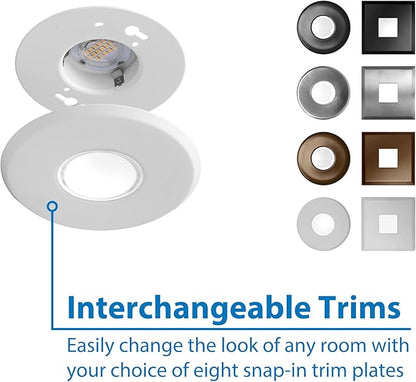 SureFit(v3) LED Flush Mount Ceiling Light, 3000K with Round White Trim (DLF301203KWH)