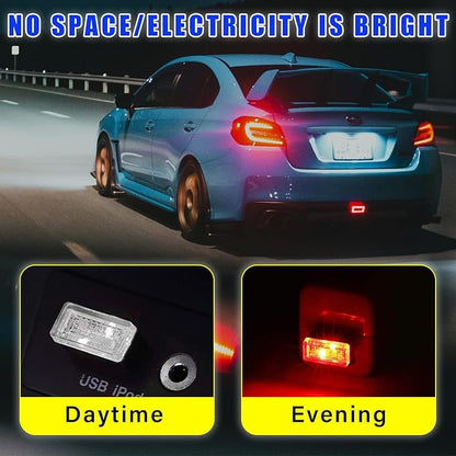 Augeny 4 PCS USB LED Car Interior Atmosphere Lamp, Plug-in USB Decor Night Light, Portable Auto Ambient Lighting Kit, Universal Vehicle Interior Accessories for Most Cars (Red)