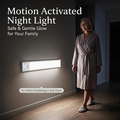 Under Cabinet Rechargeable Lighting: 12 Inch Motion Sensor Dimmable Lights Indoor - Battery Operated Lights - Wireless Closet Light Magnetic Led Light for Kitchen Home Bathroom Counter 5 Pack