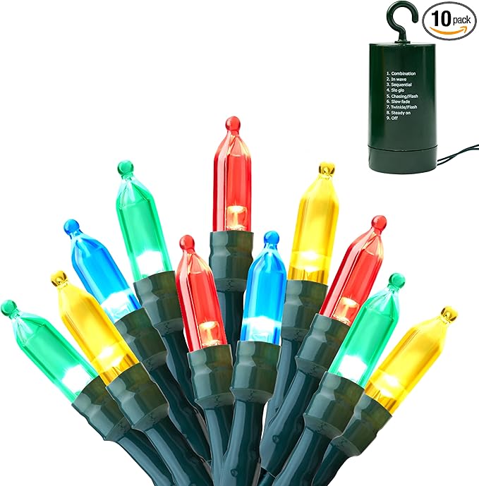 Joiedomi LED Christmas String Lights,200 Count 66.3FT Battery Operated Christmas Tree Fairy Lights with 8 Modes,Multifunction Green Wire for Xmas Decor Party Holiday House,Multicolor