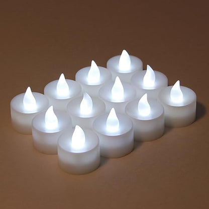 LumaBase Battery Operated Tea Light Candles, Pink - Set of 12