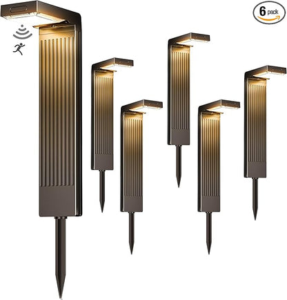 COXSENI Solar Lights Outdoor Pathway, 6Pack Motion Sensor Solar Pathway Lights, 2 Colors Adjustable & 3 Working Modes, IP65 Waterproof Outdoor Landscape Lighting for Garden Yard Driveway Walkway Lawn