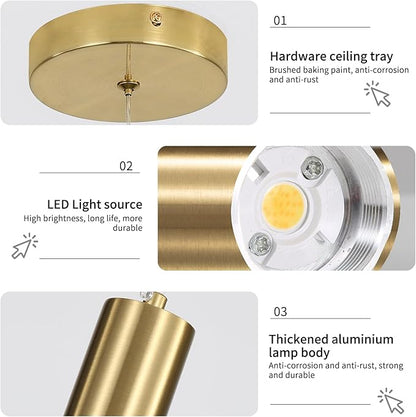 2 Pack Modern Kitchen Island Hanging Light, Gold LED Pendant Lights Fixture, Bubble Acrylic, 3 Color Temperatures, Mini Ceiling Chandelier Lighting for Dining Room, Bedroom, Foyer Entrance, Cafe Bar