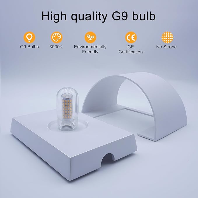 KICAAO Modern LED Wall Sconce,Warm White 3000K,Hardwired Indoor Wall Lights Set of 2 Up and Down Wall Mount Light for Living Room Bedroom Hallway Corridor Conservatory(with G9 Bulbs) (White-1PCS)