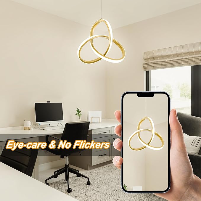 MAYNA Spiral Kitchen Island Pendant Lights, 4000K Modern Led Chandelier Light Fixture, 18W Adjustable Hanging Light Fixtures for Kitchen Island Dinning Room, 3 Pack (Gold)