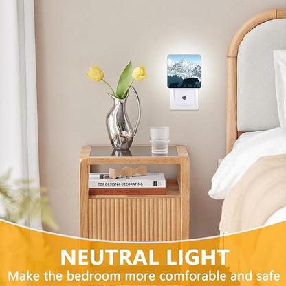 Bear Mountains Night Light, Plug-into Wild Animals Forest Nightlight White LED Lamp, Energy Efficient Decor Desk Lamp for Bedroom Hallway Stairs Bathroom