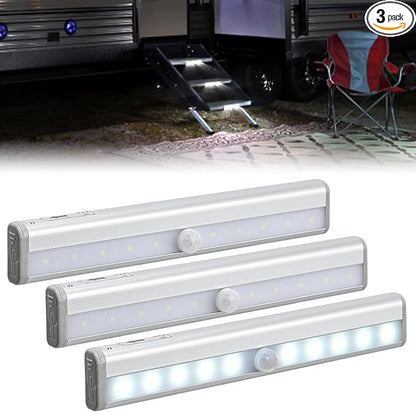 Nilight RV Step Lights 3PCS Motion Sensor Activated LED Bar RV Exterior Lights Battery Operated Wireless Magnetic Stick Strip Lighting for Motorhome Travel Trailers Camper Under Cabinet Step Tent