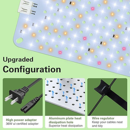 24W Ultra-Thin Panel Full Spectrum Grow Lights, 384 LEDs Plant Grow Light for Indoor Plants with Daisy Chain Function, Grow Lights for Seed Starting with 4/8/12/16/20H Auto On/Off Timer (2pcs)