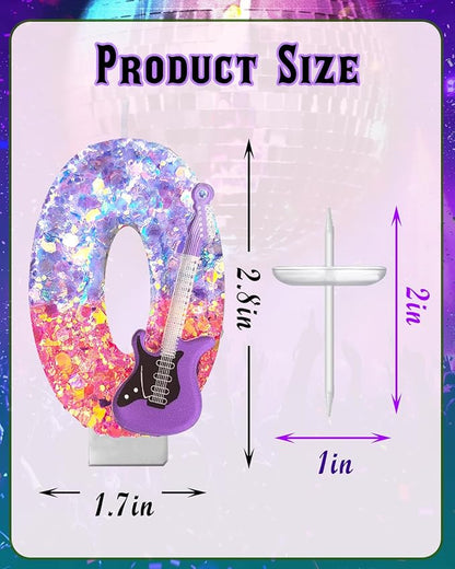 K-Pop Birthday Candle – Purple & Pink Glitter Music Theme Cake Candle with Guitar, Musical Party Decor for Girls, Teens, Kpop Fans (0)