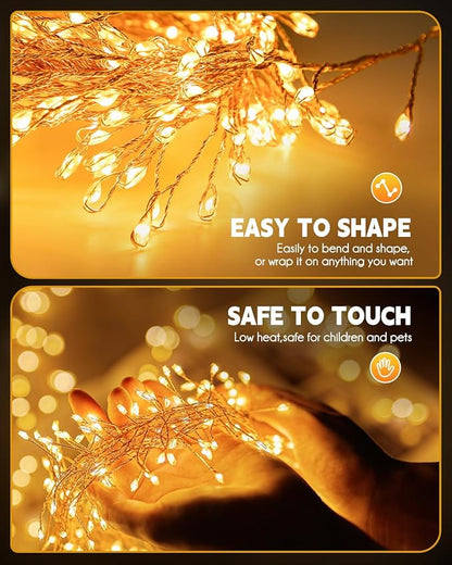 Brightown Solar String Lights for Outside, 19.6Ft 240 LED Solar String Lights Outdoor Waterproof, Solar Fairy Lights with 8 Modes for Patio Party Garden Yard Home, Warm White