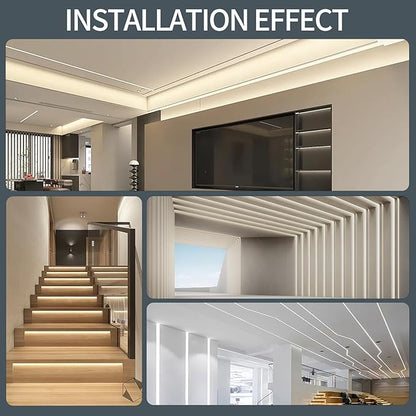 10 Pack Aluminum LED Channel 6.6FT/2M Plaster-in with Strip Diffuser and Milky Cover Tape Light Track LED Profile for Various Lighting Applications