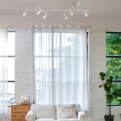 Globe Electric West 64" 6-Light Track Lighting, Matte White, Center Swivel Bars, Bulb Not Included