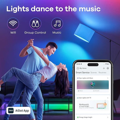 Linkind Matter Smart Light Bulb, Smart Bulbs Work with Apple Home, Siri, Alexa, Google Home, SmartThings, Color Changing Light Bulbs RGTBW Music Sync, Mood Lights, 2.4Ghz WiFi A19 E26 60W 800LM 3 Pack
