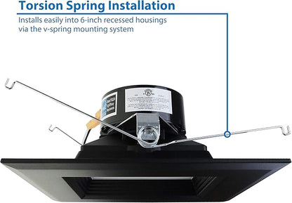 NICOR Lighting 6 inch Black Square LED Recessed Downlight in 3000K (DQR6-10-120-3K-BK-BF)