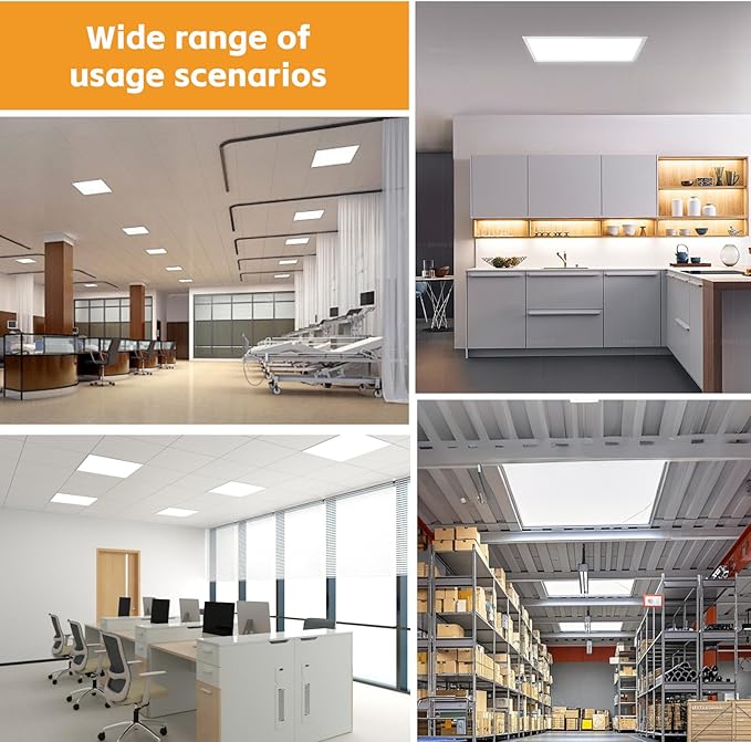 OKQ 2x4 LED Flat Panel Light Drop Ceiling Office Fixture, 5 CCT 3000K-6500K Adjustable & 5 Wattage Selectable,0-10V Dimmable, 2X4 LED Flush Mount Ceiling Light, ETL Listed 24Pack