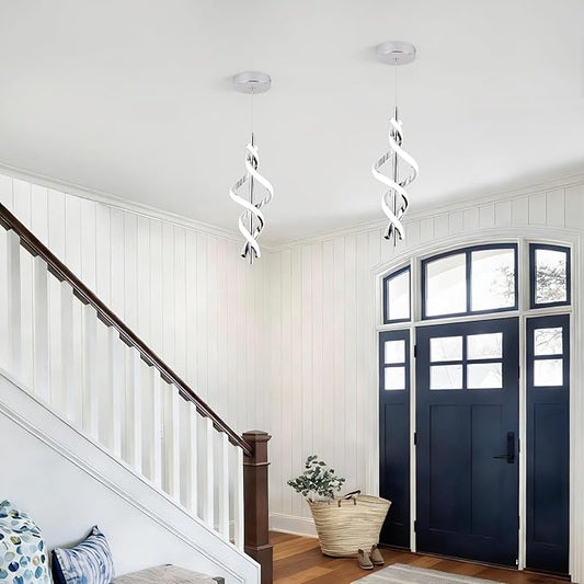 Modern LED Pendant Light Fixtures 4000K Pendant Lights Chrome Hanging Lamp for Dining Room Bedroom Living Room (1 Pack)
