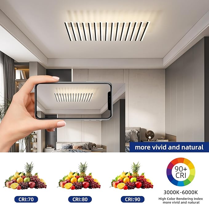 JAYMP 15 Lights Adjustable Linear Modern Ceiling Light 43.3 inch Dimmable LED Chandelier Semi Flush Mount Light Fixture for Dining Room Kitchen Island Living Room