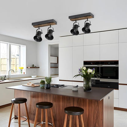 2-Light Track Light Fixtures, Adjustable Ceiling/Wall Mount, Industrial Black Kitchen Track Lighting for Living Room, Dining Room, Hallway, Bathroom