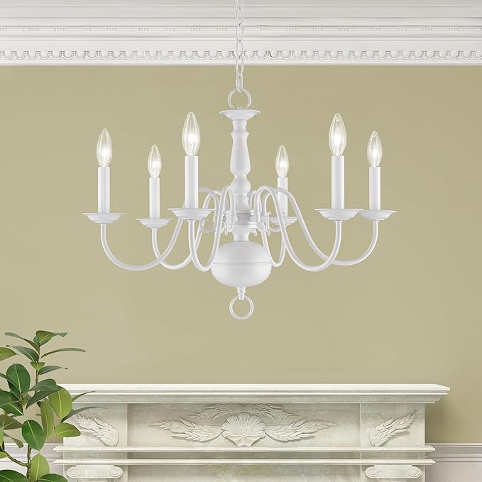 Livex Lighting 5006-03 Williamsburgh 6-Light Chandelier, White
