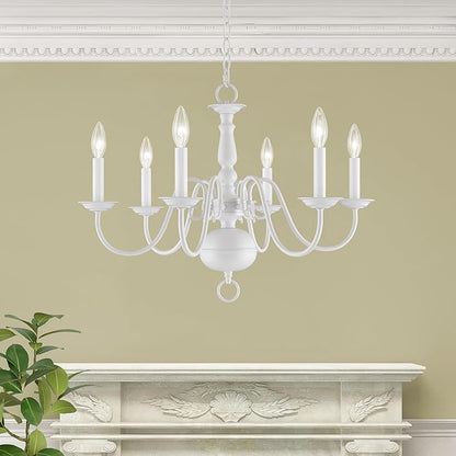 Livex Lighting 5006-03 Williamsburgh 6-Light Chandelier, White