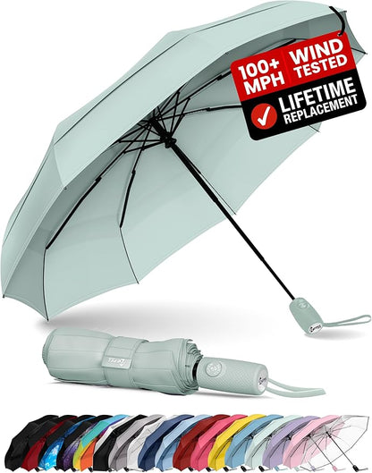 REPEL Windproof Travel Umbrella - Compact & Withstands Winds up to 85MPH , Strongest Premium Auto Folding Umbrella for Rain and Sun - Durable, Light & Portable for Women & Men , Fits Backpack & Cars