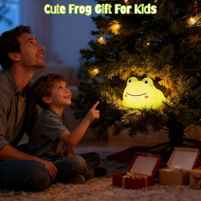 Cute Frog Night Light for Kids, 7 Color Touch Control Silicone Animal Night Light, 3-Level Dimmable Lamp, Rechargeable Squishy Lamp with Timer, Frog Gift for Toddler Boys Girls Christmas Decor (Frogs)