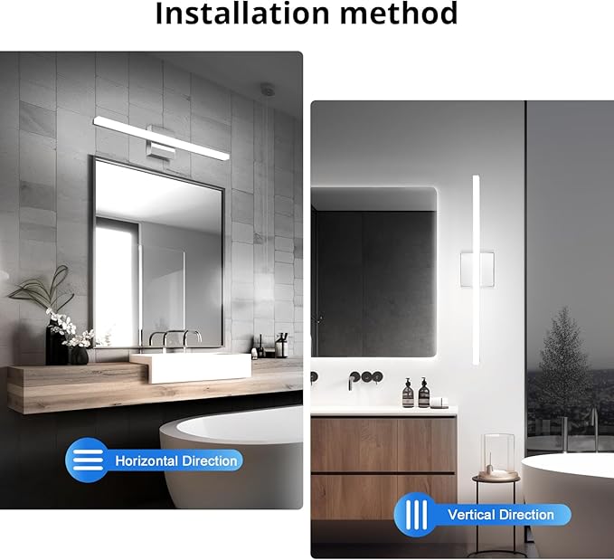 Combuh Modern Bathroom Vanity Light Fixtures Above Mirror Soft Shadow Free Wall Lamp, LED 14W 24 Inch Long Lamp Bars 3CCT Dimmable Chrome Sink Restroom Lighting Lámparas Luces para Baños Sobre Espejo