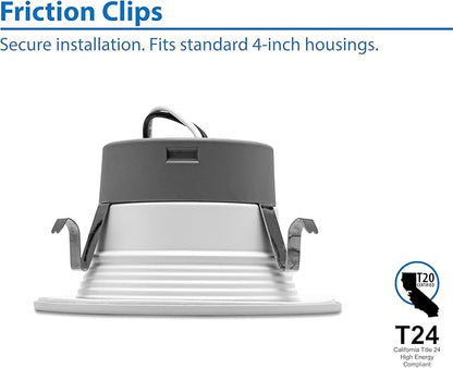 DLR4(v6) 4-inch White Selectable Recessed LED Downlight with Baffle (12 Pack)