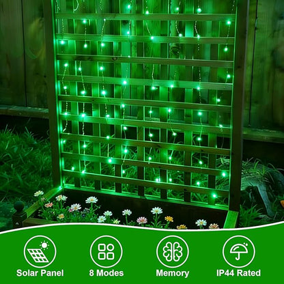 QITONG Green Solar Fairy Lights, 2 Pack Each 66ft 200 LED String Light Outdoor Waterproof, Silver Wire Christmas Twinkle Mini Lights with 8 Modes