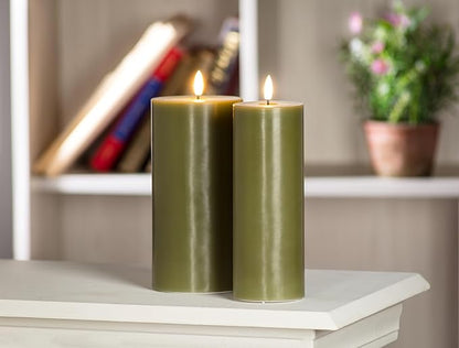 Abbott Collection Wax LED Flameless Pillar Candle - Green (3x8 H)