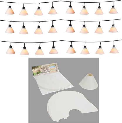 OluKai Designs Off White Outdoor Light Bulb Covers 24 Pack LED String Light Shades for Patio, Backyard, Garden, Party Decor