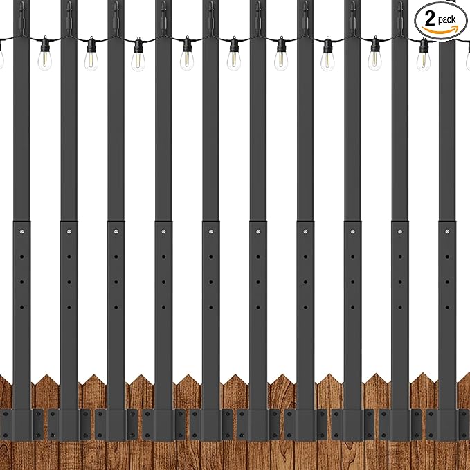 NUERPO 10 Pack String Light Poles,2.8Ft Metal Poles for Outdoor String Lights,Outdoor Light Poles with Post,Poles/Stand for Outside,Patio,Deck,Backyard,Garden Wedding,Party