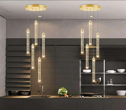 Mini Chandelier Modern Pendant Lights LED Bubble Crystal Kitchen Island Light Fixtures Gold Mini Pendant Lighting for Kitchen Island Dining Room Bedroom Bar Dimmable Ceiling Hanging Lights 2700K 6000K