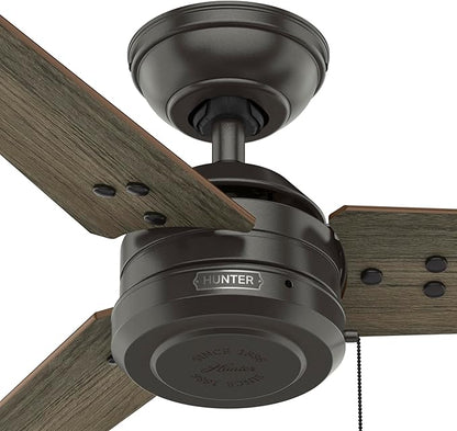 Hunter 44 inch Indoor/Outdoor Ceiling Fan, Cassius Noble Bronze Ceiling Fan, 3 Speed WhisperWind Motor, 50446, for Patios, Bedrooms, or Living Rooms