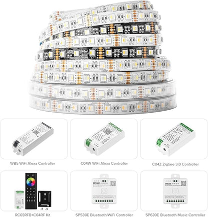 BTF-LIGHTING RGBW LED Strip Lights,UL Listed,5050 4 Colors in 1 RGB + 2700K-3000K Warm White,24V DC,16.4ft/5m 60LEDs/m 12mm White PCB, IP65 Waterproof for Home Decoration(No Adapter or Controller)