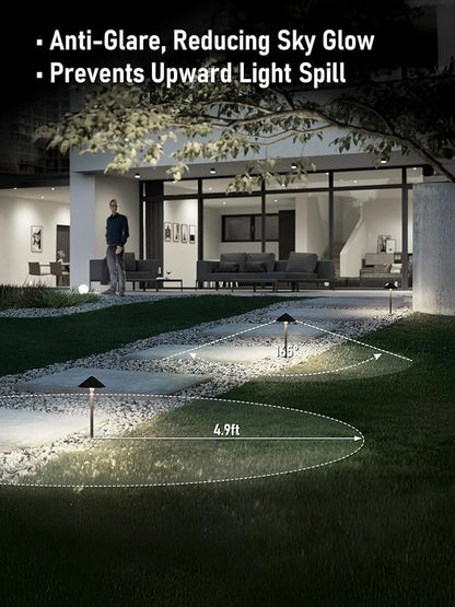 LEONLITE LED Low Voltage Landscape Lights, 3W Cast-Aluminum 12-24V Pathway Light, 5000K Daylight Waterproof Path Lights, ETL Listed Landscape Lighting Wired for Yard Lawn, Bronze, Pack of 4