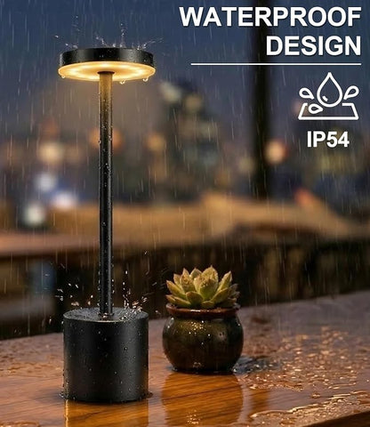 Swinerton Black Cordless Table Lamp, Rechargeable 5000mAh Battery Powered Wireless Table Light, 3 Color Dimmable Lighting, Patio Outdoor Table Lamp, Bedside Night Lamp, Ambient Light for Dining