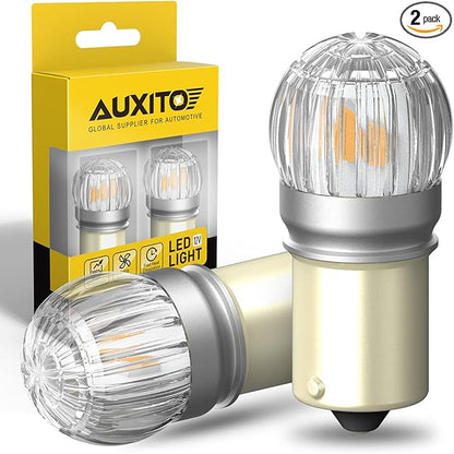 AUXITO Upgraded 1156 LED Bulbs Amber Yellow Turn Signal Light, 400% Brighter BA15S 7506 1141 P21W Lights for Blinker Turn Signal Lights, Brake Tail Lights, Side Marker Light, Parking Light, Pack of 2