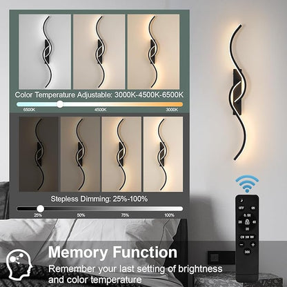 Rechargeable Wall Sconces, Battery Operated LED Wall Lamp, Wireless Wall Sconce 3000K-6500K Dimmable, Cordless Not Hardwired Modern Wall Lighting for Bedroom Living Room Hallway, 39.37 inch