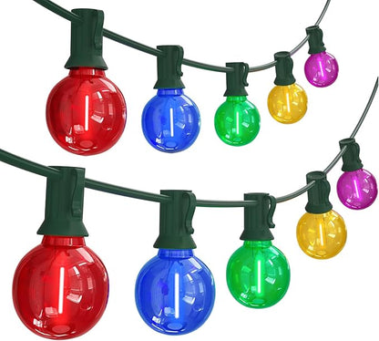 SUNSGNE G40 LED Christmas Globe String Lights, 50FT Shatterproof Round Colored Christmas Lights with 27 LED Clear Multicolor Bulbs(2 Spare) for Patio Balcony Roofline Garden Decor