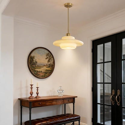Pendant Lights Kitchen Island: Mid-Century Modern Hanging Light Fixture Entryway - Glass Pendant Lamp Dining Room (Golden Rod)