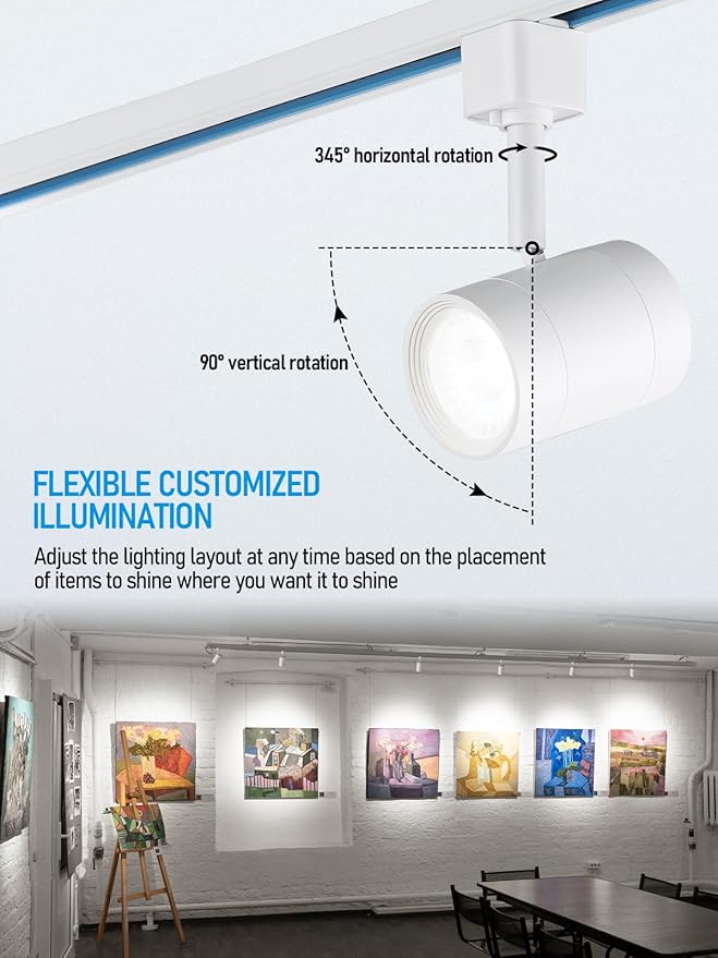 LEONLITE Studio Series 8.5W LED H Track Lighting Heads, ETL FCC, Dimmable Retail Track Light Heads for Store Shop Cafe, 600LM, CRI90, H Track Lighting, 4000K Cool White, Matte White, Pack of 4