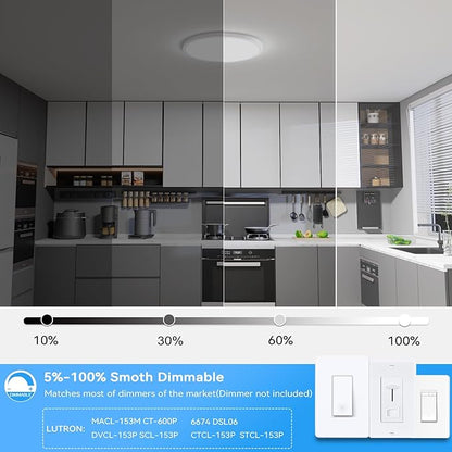 12Inch Dimmable LED Ceiling Lights - Selectable Color (5 Colors) Flush Mount - Ultra Thin (0.87Inch) Living Room Lights (White, 12in-6Pack)
