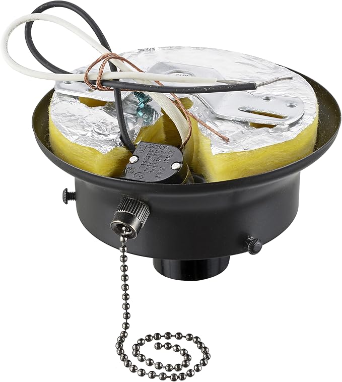 Aspen Creative 22101-01-1, Flush Mount Ceiling Fixture Shade Holder Kit with On/Off Pull Chain Switch in Matte Black Finish 3-5/8" Fitter, 4-7/8" Diameter x 1-7/8" Height